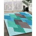 thumbnail image 3 of Ahgly Company Machine Washable Indoor Square Transitional Glacial Blue Ice Blue Area Rugs, 5' Square, 3 of 7