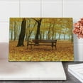 thumbnail image 2 of Rustic Cutting Board, Rustic Bench in Orange Pale Autumn Park Mist Day November Love Fall Season Photo, Decorative Tempered Glass Cutting and Serving Board, Small Size, Orange Brown, by Ambesonne, 2 of 5