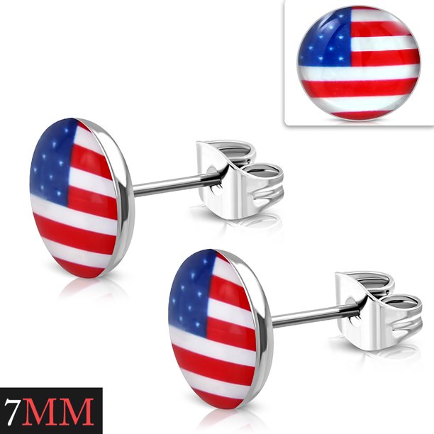 My Daily Styles Stainless Steel SilverTone USA American Flag