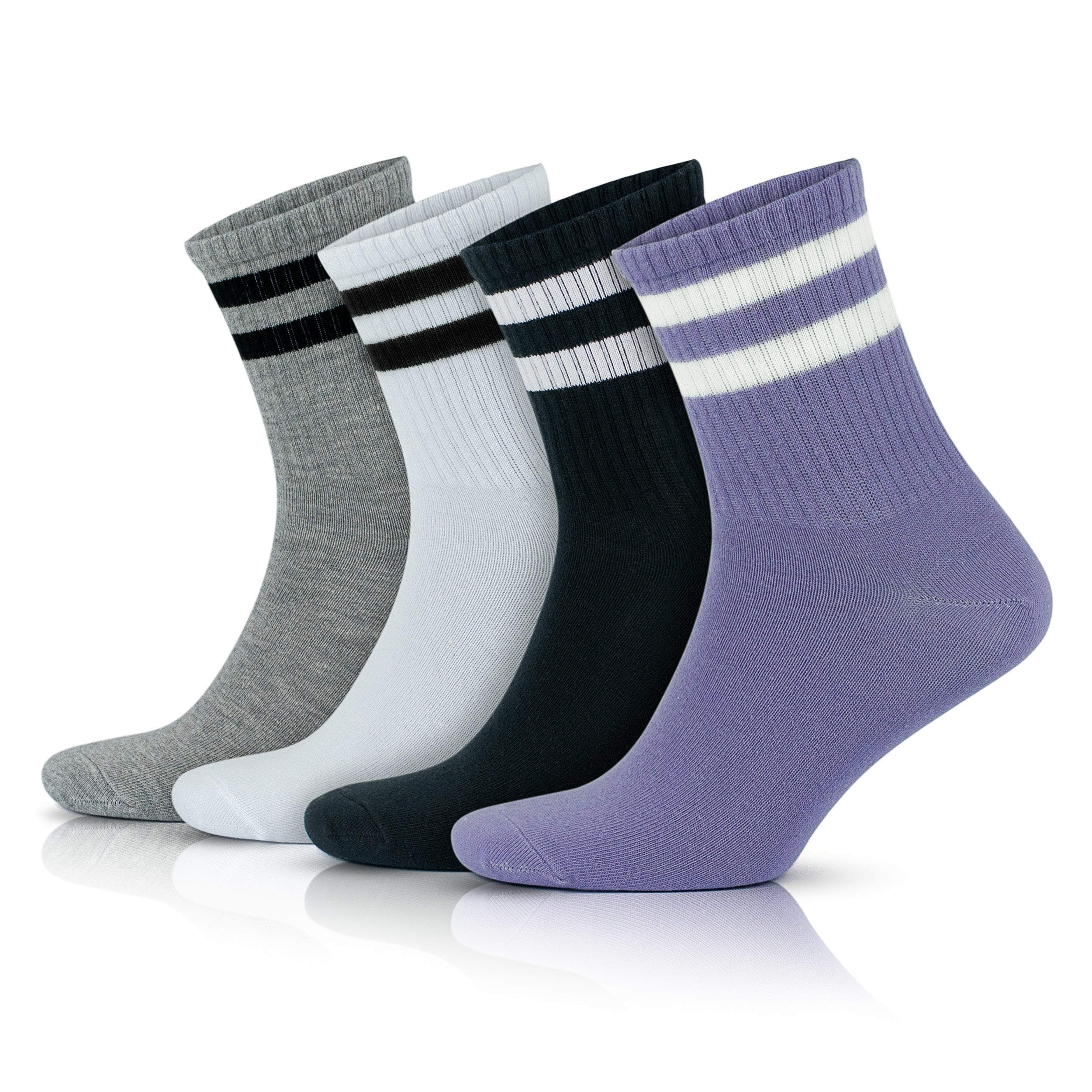 GoWith 3-4 Pairs Women's Cotton Colorful Thin Striped Casual Socks ...