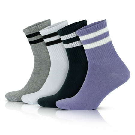 

GoWith Women s Cotton Thin Retro Striped Socks | 4 Pairs | Model: 2501