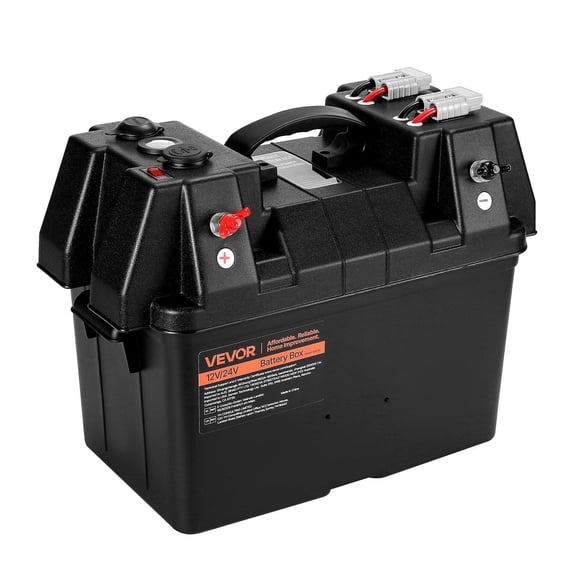 Group 24 31 Trolling Motor Battery Box 12V 24V Marine Battery Case with PP Shell Dual Straps for Marine RV Solar Panel