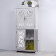 thumbnail image 3 of Miekor Furniture 67.4"H 4 doors Mirrored Doors Accent Storage Cabinet for Corner, Entryway, Living Room, bedroom, kitchen with adjustable shelves Light Gray color, display cabinet, bookcase No9177, 3 of 9