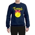 thumbnail image 2 of Wild Bobby, Tennis Mom Cute Bow Ribbon Tennis Ball, Mother's Day, Unisex Crewneck Graphic Sweatshirt, Vintage Heather Navy, 2XL, 2 of 3