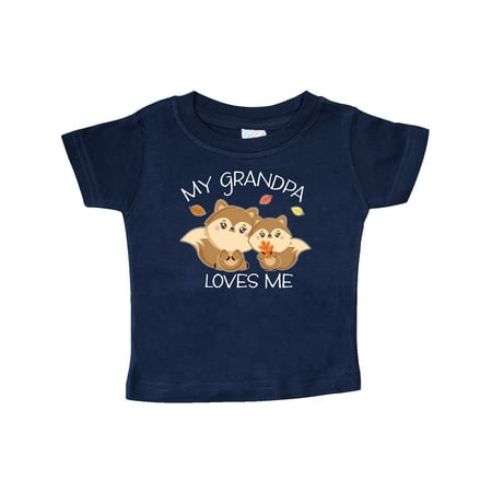 

Inktastic My Grandpa Loves Me with Cute Squirrels in Autumn Gift Baby Boy or Baby Girl T-Shirt