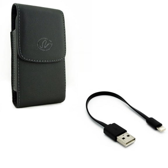 Cord Charger Short USB Cable w Holster Leather Case Belt Clip R4Z for iPhone XS Max XR 8 PLUS 7 Plus 6S Plus 11 Pro Max 6 Plus