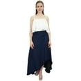 thumbnail image 4 of Bimba Women's Asymmetrical Denim Long Flared Navy Blue Skirt with Pockets-S, 4 of 6