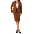 thumbnail image 2 of INSPIRE CHIC Traje de Trabajo para Mujeres de 2 Piezas con Blazer de Tweed y Falda Set L Marrón Oscuro, 2 of 6