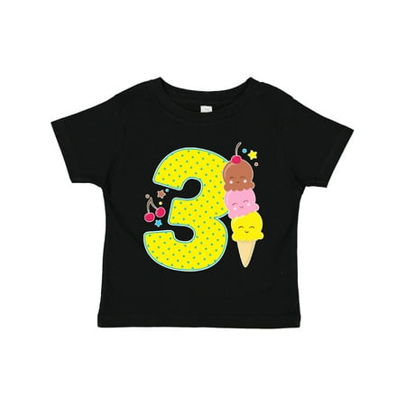 

Inktastic Ice Cream Third Birthday Blue Gift Toddler Boy or Toddler Girl T-Shirt