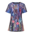 thumbnail image 3 of EQWLJWE Hauts d'Été pour Femmes Hauts pour Femmes Liquidation Femmes Décontracté Imprimé Manches Courtes Col Rond Chandail Blouse T-shirt Hauts, 3 of 5