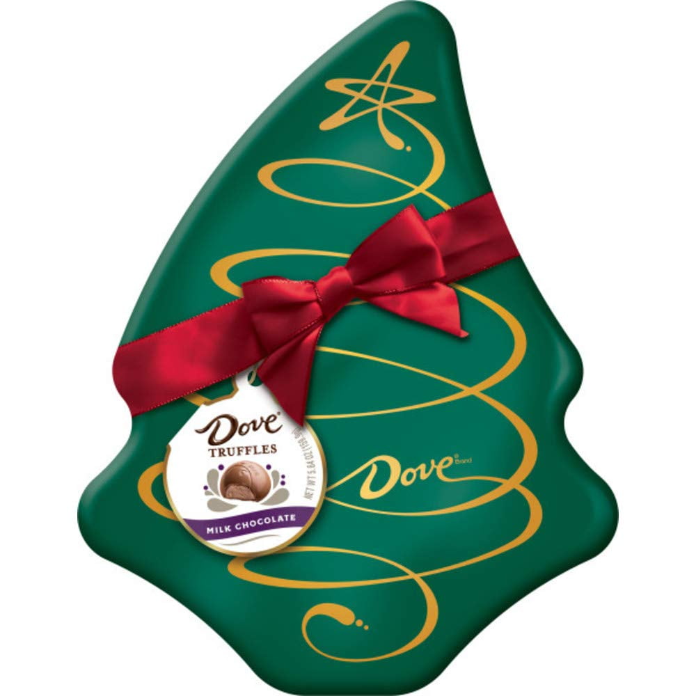 DOVE Milk Chocolate Truffles Tree Box Tin Christmas Candy Gift, 5.64
