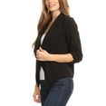 thumbnail image 4 of MOA COLLECTION Women's Solid Fitted Blazer 3/4 Sleeve Open Front Casual Design, 4 of 6