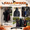 thumbnail image 6 of Halloween Hooded Robe Cloak, Men's Black Tunic Cosplay Costume, Medieval Themed Jedi Knight Cape for Adults - Size L, 6 of 9