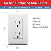 RV Designer S831, AC Contemporary Dual Outlet, Self Contained, Speedwire With Cover-Plate, White