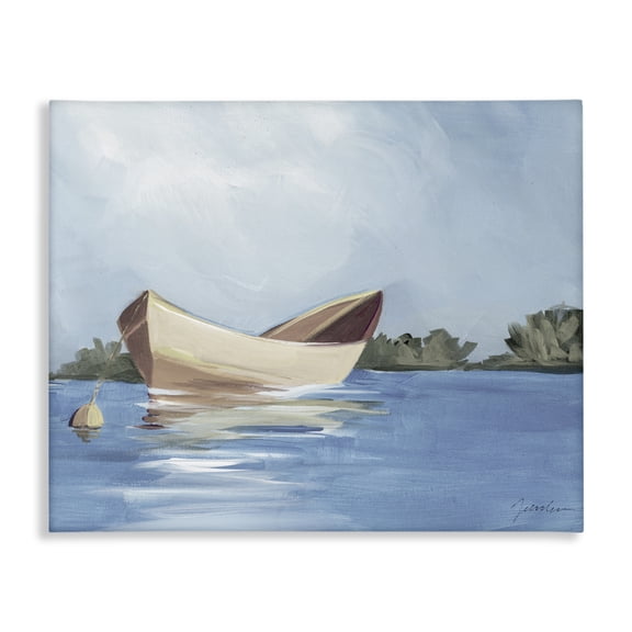 Stupell Industries Coastal Boat Floating on Lake Canvas Art, 20 x 16, by Liz Jardine