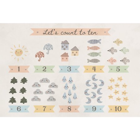 Let s Count to Ten Vinyl Mat  Rectangle  3.2 x4.8