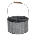 thumbnail image 1 of Cheungs 4971 3 Compartment Ribbed Metal Caddy with Center Folding Wood Handle, 1 of 1