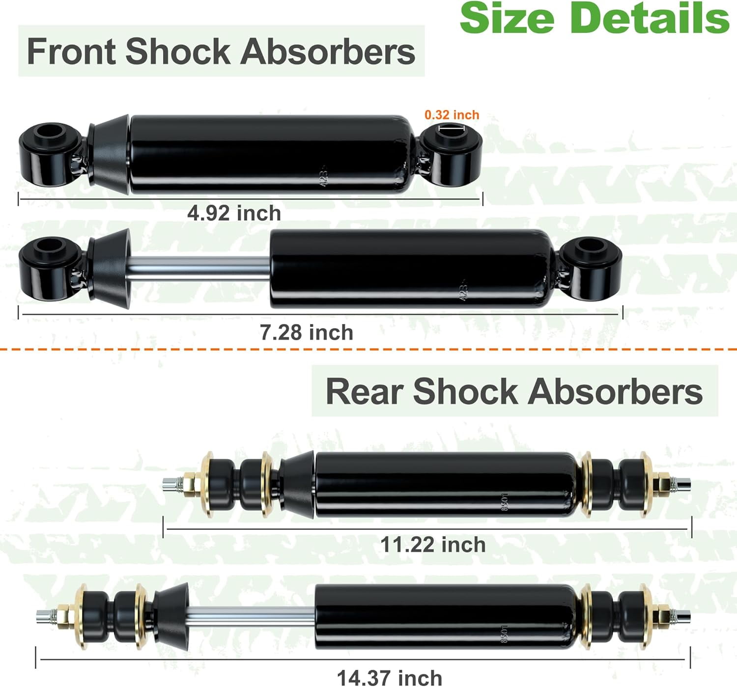 10L0L Golf Cart Shocks Absorbers Kit for Club Car Precedent, Onward, Tempo 2004-up, Front Rear Shocks Replace OEM 102288501 102588601 1013164 1014236 102706401 102588501