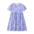 thumbnail image 3 of ITSAME Girls Floral Dress Cotton Puff Short Sleeve Crewneck Summer Casual Tunic Dress White Size 7-8, 3 of 8