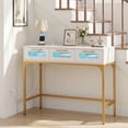 thumbnail image 4 of Costway Console Table with LED Lighting & Charging Station,Entryway Table with 3 Drawers White+ Golden, 4 of 10