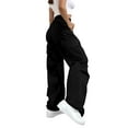 thumbnail image 3 of Waterproof Pants Women, Audhol Women's Work Pants: Casual Fashionable Loose Wide Leg Outdoor High Waisted Trendy Multi Pocket Work Pants Cargo Joggers for Women Black L, 3 of 5