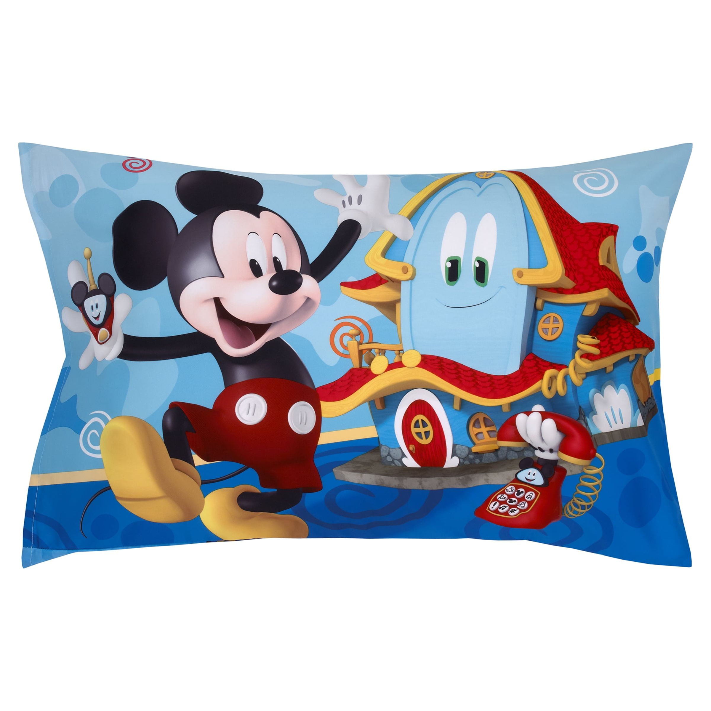Disney Mickey Mouse 4pc Toddler Bedding Set, "Mickey Fun House", Blue, Green, Red, Toddler Boy