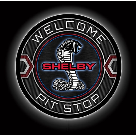 Desperate Enterprises LED Shelby Pit Stop Neon Sign 23 Inch Round Backlit Acrylic Wall Decor Multicolor Indoor Corded Electric LED Wall Sign