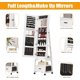 thumbnail image 5 of 360-degree swiveling mirror jewelry gabinete - tamaño completo-length mirror, lockable almacenamiento con cajón y wheels, blanca, 5 of 6