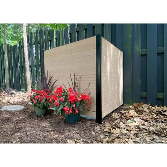 Enclo Lincoln Cedar Color Outdoor No Dig WoodTek Vinyl Privacy Screen Enclosure for Garbage Bins and Air Conditioners (42in x 42in - 2 panels)