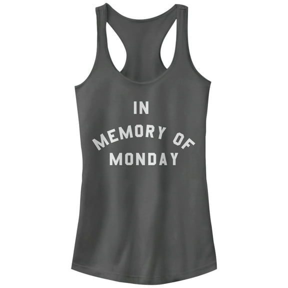 Junior's CHIN UP Memory of Monday Racerback Tank Top Charcoal X Large