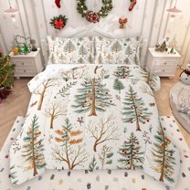 Manfei Merry Xmas Queen Comforter Set,Happy Christmas Bedding Sets,Green Beige Bedding Comforter Set For Girls Teens,Ultra Soft Home Decor Reversible,3-Piece