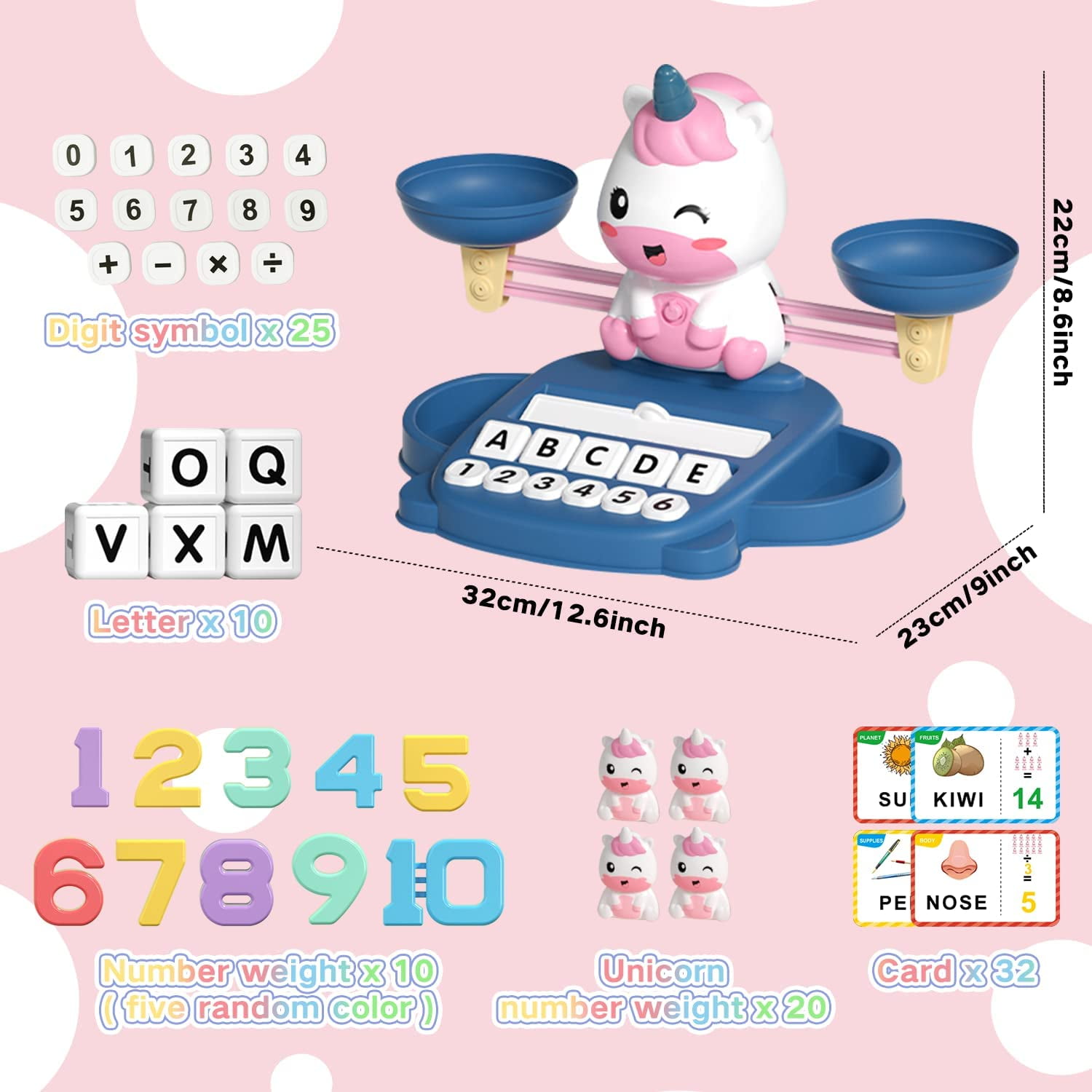 Educational Toys for 3 Year Old Girls Boys Unicorns Gifts for Girls Matching Letter Learning Toy and Balance Cool Math Games for Kids Toys Ages 3 8 Birthday Toddler Gifts for 3