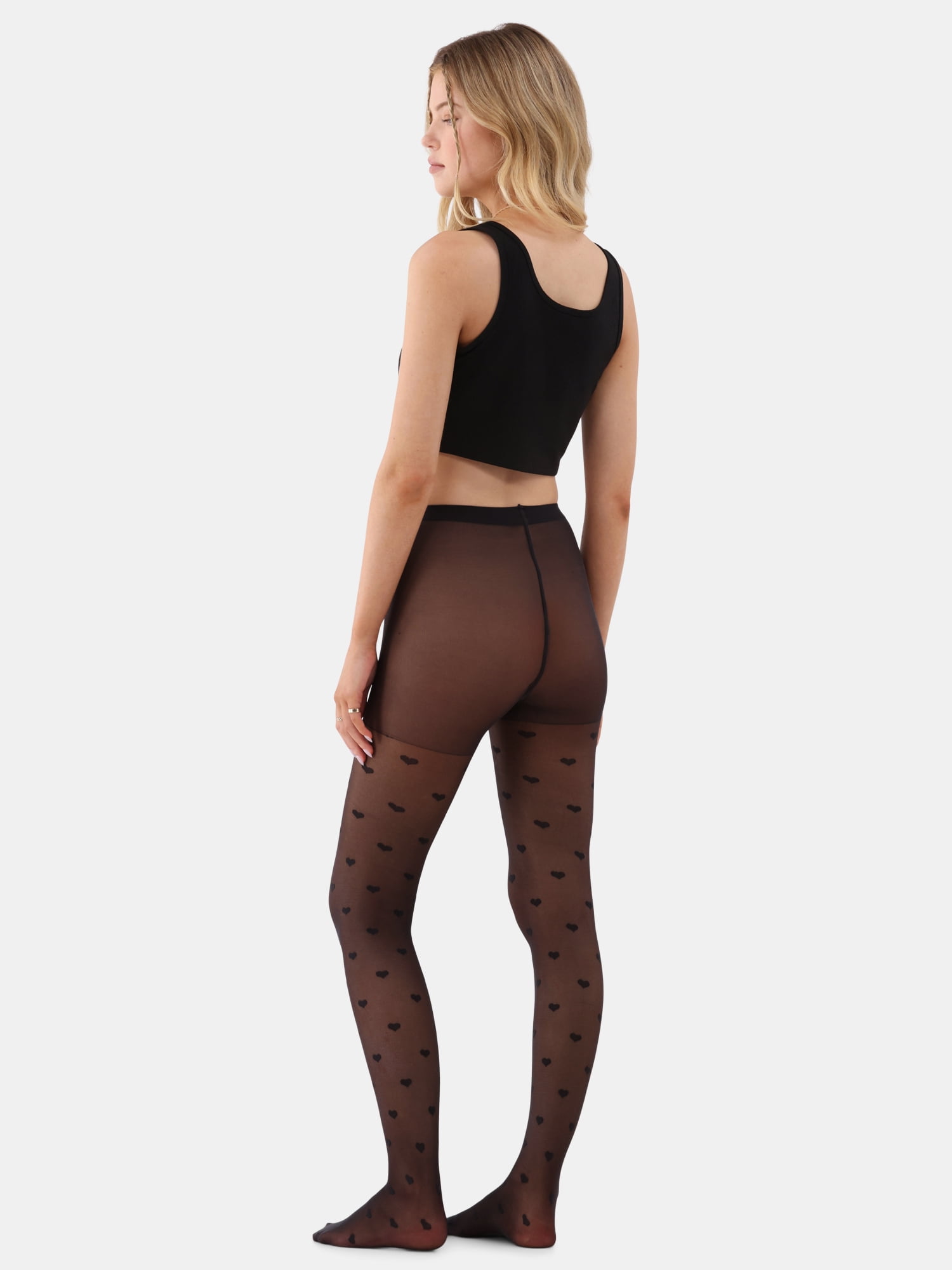 No Boundaries Hearts Pattern Tights for Women, Sizes S-3XL