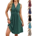 thumbnail image 2 of Bosfbaoi Nightgowns For Women Solid Color Sleeveless Nightgown Twist Front Deep V-Neck Empire Waist Casual Sleep Dress, 2 of 8