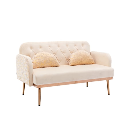 Oaks Aura Velvet Sofa, Accent sofa. loveseat sofa with metal feet