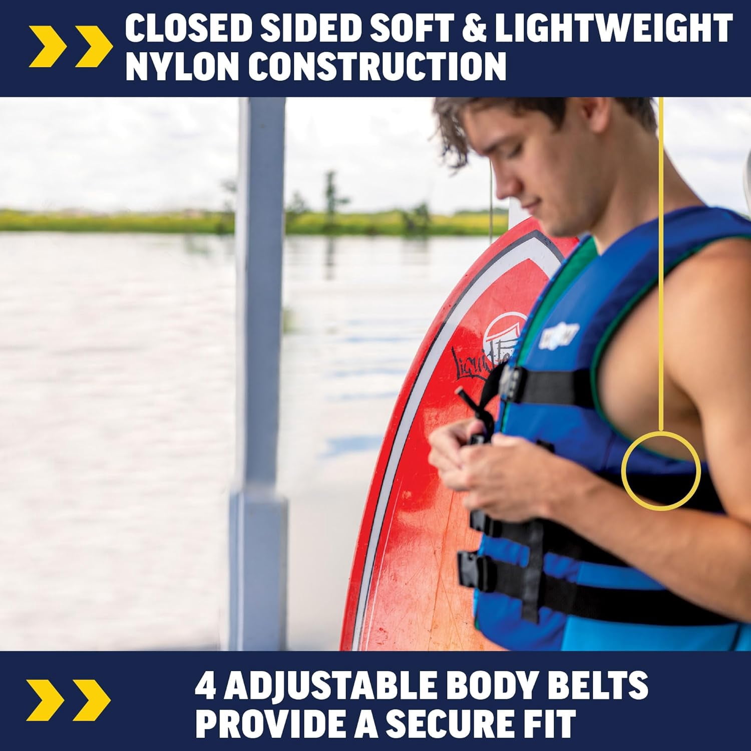 WOW Sports Polyester Life Vests S/M Blue, USCG Approved, Boating, Swimming, Watersports