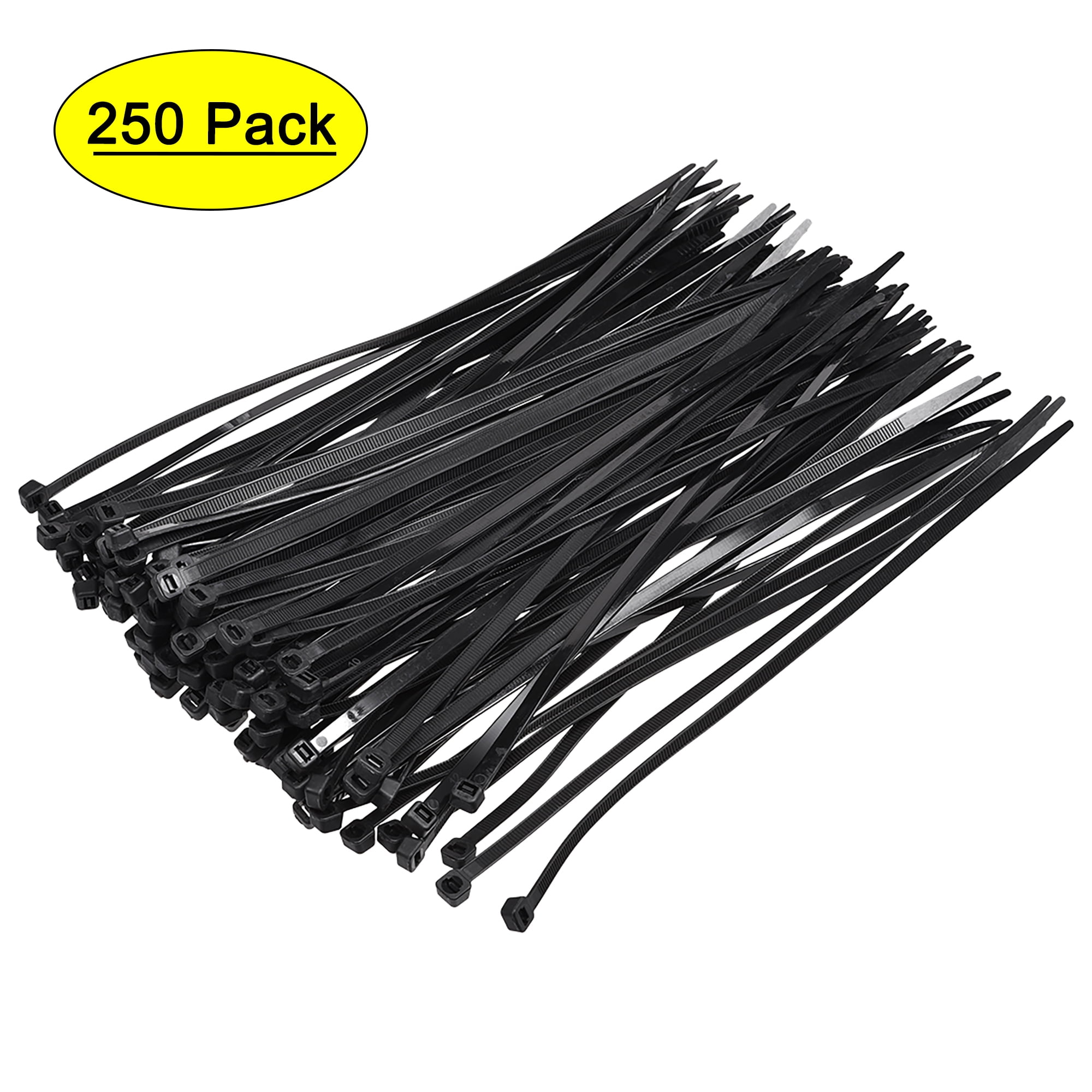 14 Inch x 0.14 Inch Black Self-Locking Nylon Tie Wraps Cable Zip Ties 250 Pack
