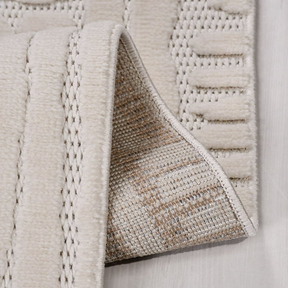 Cream Modern Sisal Area Rugs for Living Room Jacquard Textured Modern Rugs Soft Geometric Rug for Bedroom Mid Century Washable Rug Non-Slip Bohemian Carpet Perfect for Dining Room Office Beige