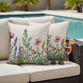 thumbnail image 5 of Outdoor Pillow Covers Pastoral Colorful Flower Leaves Waterproof Pillow Cases 18x18 Set of 2, Watercolor Spring Plant Throw Pillow Cover Pillowcase for Patio Balcony Couch Garden, 5 of 9