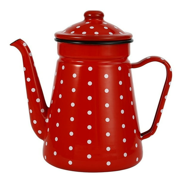 Cafetera Esmaltada de 1,2 L para Verter Sobre Leche, Jarra de Agua Jarra Tetera Barista Tetera para Estufa de Gas y Cocina de InduccióN A