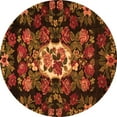thumbnail image 1 of Ahgly Company Indoor Round Medallion Orange French Area Rugs, 5' Round, 1 of 1
