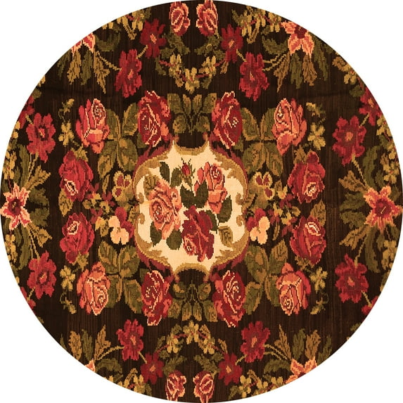 Ahgly Company Indoor Round Medallion Orange French Area Rugs, 5' Round