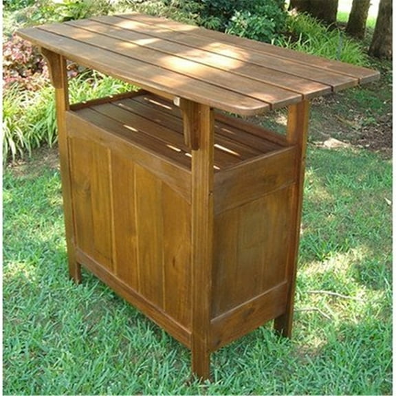 Wood Bar Table - Acacia Hardwood Serving Table with Storage Shelves - 48" Length