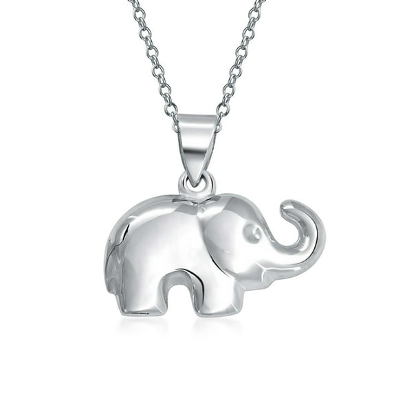 Bling Jewelry Womens Lucky Elephant Pendant Necklace in Sterling Silver for Good Luck