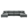 thumbnail image 2 of Modway Commix Down Filled Overstuffed Vegan Leather 6-Piece Sectional Sofa in Gray, 2 of 10