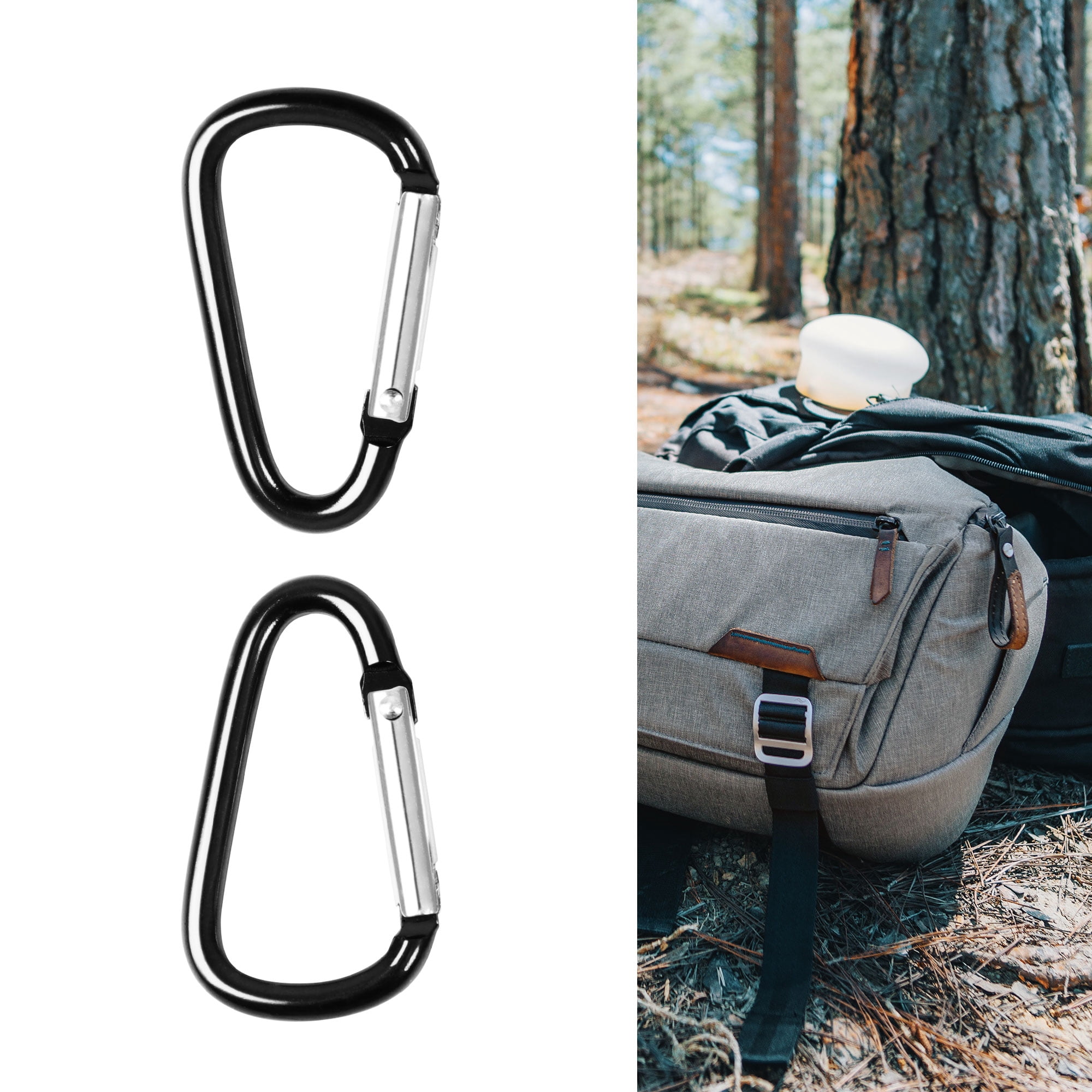 Unique Bargains 10PCS Carabiner Keychain Clip, Black Metal D Ring Snap Hooks for Hanging