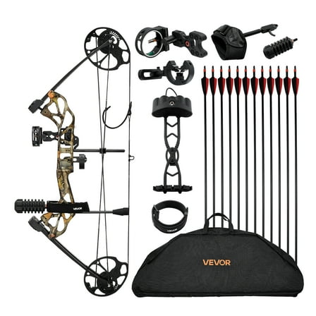 VEVOR Compound Bow Archery, Adjustable 19-30 in Draw Length Compound Bow Package for Beginner, 19-70 Lbs Draw Weight Archery Bows and Arrow Set, Right Hand Kit with Hunting Equipment, 320 fps