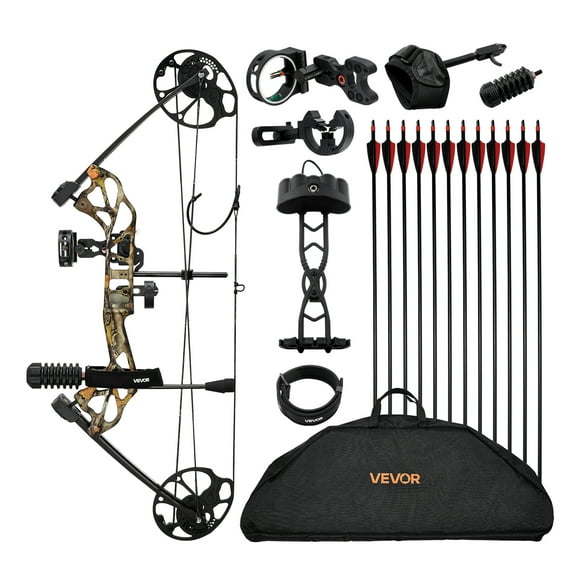 VEVOR Compound Bow Archery, Adjustable 19-30 in Draw Length Compound Bow Package for Beginner, 19-70 Lbs Draw Weight Archery Bows and Arrow Set, Right Hand Kit with Hunting Equipment, 320 fps