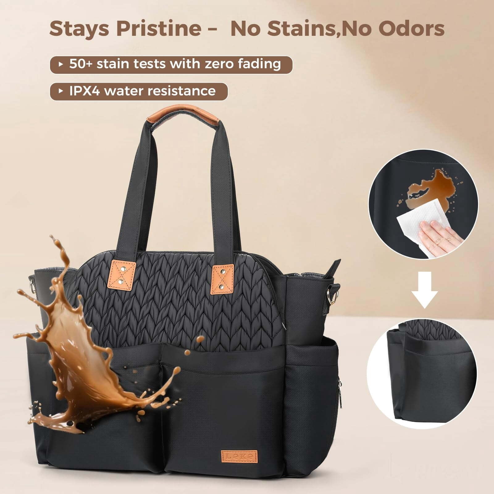 17-Pocket Large Waterproof Diaper Bag Tote - Twill Baby Bag with Portable Changing Pad, Crossbody Hospital Labor Delivery Bag for Mom, Newborn Essentials Gift