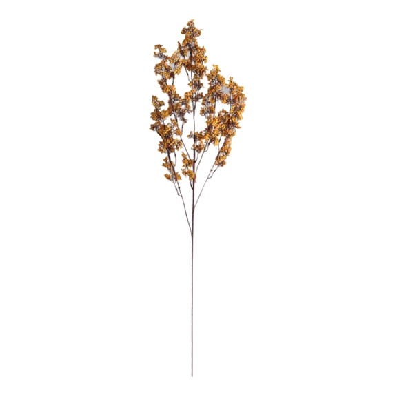 Artificial Fall Holly Berry Stem 43.3in Mustard Yellow Dried Flower Branch for Home Living Room Hotel Wedding Decor